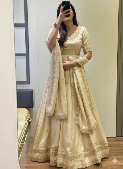 Launching Wedding wear PC 552 Chinon White Cheap lehenga choli wholesale